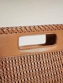 Wovira Women's Handbag Square Bag Handmade Woven Handmade Braided Old Money Style Minimalist Urban Fashion Suitable For Daily Commute Shopping Vacation - Brown - View 5