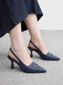 CUCCOO BIZCHIC 女款尖頭高跟鞋，通勤與日常穿著皆宜的多功能高跟鞋 - 藏蓝色 - 查看 1