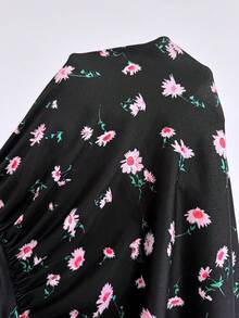 GalTyme Plus Size Women's Ditsy Floral Strapless Ruched Elegant Dress - Multicolor - View 8