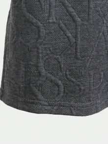 SHEIN 1件男童休閒運動簡約紋理3D字母壓紋短袖圓領套頭T恤，舒適面料，夏秋校園灰色 - 灰色 - 查看 6