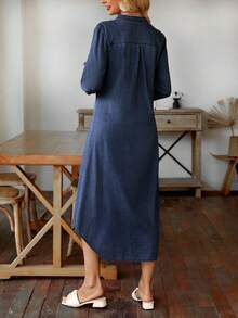 EMERY ROSE Của phụ nữ Cổ áo có khía Đã bỏ túi Giải trí Đầm Denim - Rửa tối - Xem 7