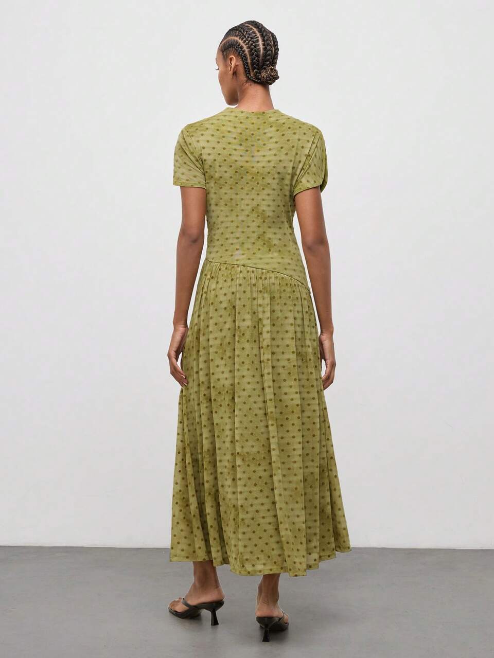 SHEIN Maija Women's Summer Elegant French Casual Olive Green Dress City Break Everyday Brunch Tea Party