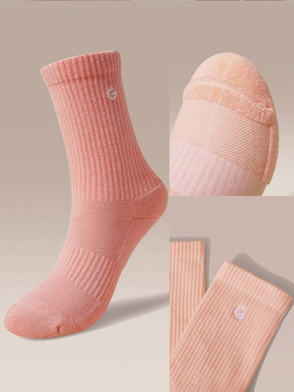 3 Pairs Socks Soft Ventilated Mesh With Embroidered Logo Workout Daily Casual