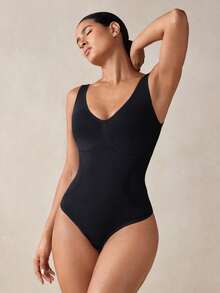 Veilyse 1pc Women's Body Shaper Tummy Control Waist Cincher Butt Lift Seamless Jumpsuit Thong - Black - View 6