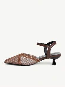 CUCCOO CHICEST Woven Mesh Rear Empty Sandals Women - dark brown - View 5