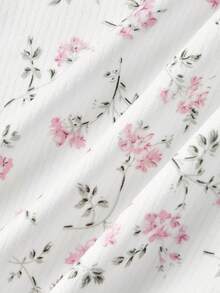 SHEIN MOD 女款甜美度假風碎花綁帶短袖洋裝 - 白色 - 查看 6
