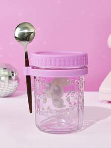 THE POWERPUFF GIRLS X POKOJA LAND 350ml Oatmeal Glass Cup With Lid And Spoon, Measuring Breakfast Container, Portable Milk, Salad, And Yogurt Cup - View 10