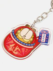 GARFIELD | SHEIN 卡通橘貓壓克力鑰匙圈，可愛動物包包掛飾 - 多色14 - 查看 4