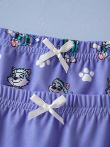 SHEIN | PAW Patrol Young Girl Cartoon Print Camisole & Shorts Lingerie Set - Purple - View 6