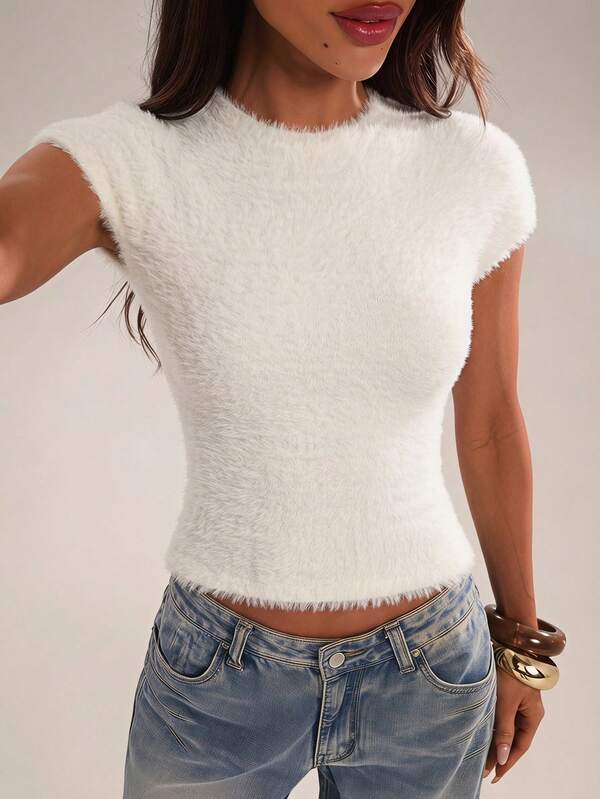 SHEIN BAE Regular Women's Fuzzy Pullover Sweater
