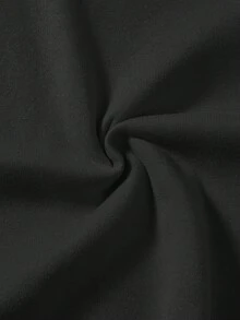 SHEIN EZwear 黑色連帽長袖寬鬆女款厚款運動衫，休閒極簡復古龐克 Y2K 百搭派對穿搭，音樂節哥德風，夏季 - 黑色 - 查看 6