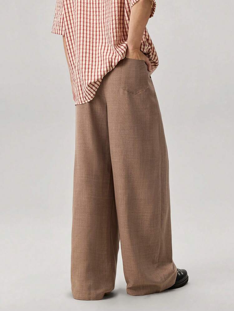 Vaulklash Men's Casual Loose Pleated Pocket Button Pants, Suitable For Daily Wear - Beige - View 3