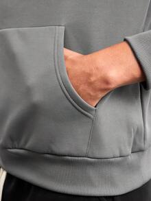 Driftmere Men's Fashionable Solid Color Hoodie - Dark Grey - View 7