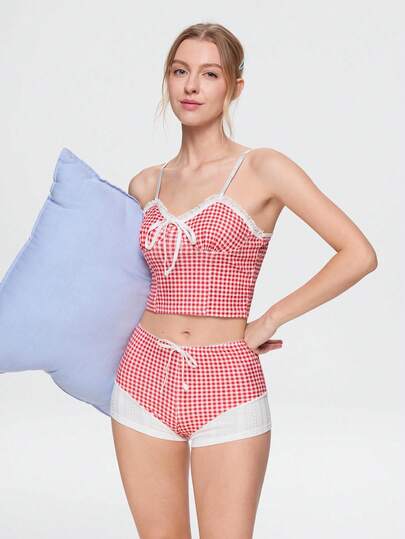Bonmuse 1 Set Women's Printed Tie-Up Comfortable Pajama Set