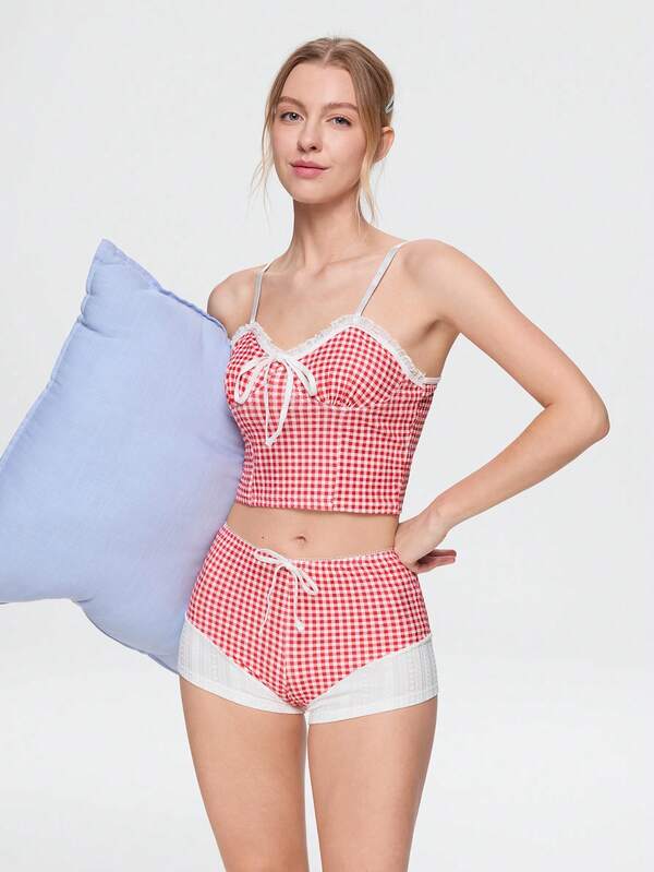 Bonmuse 1 Set Women's Printed Tie-Up Comfortable Pajama Set