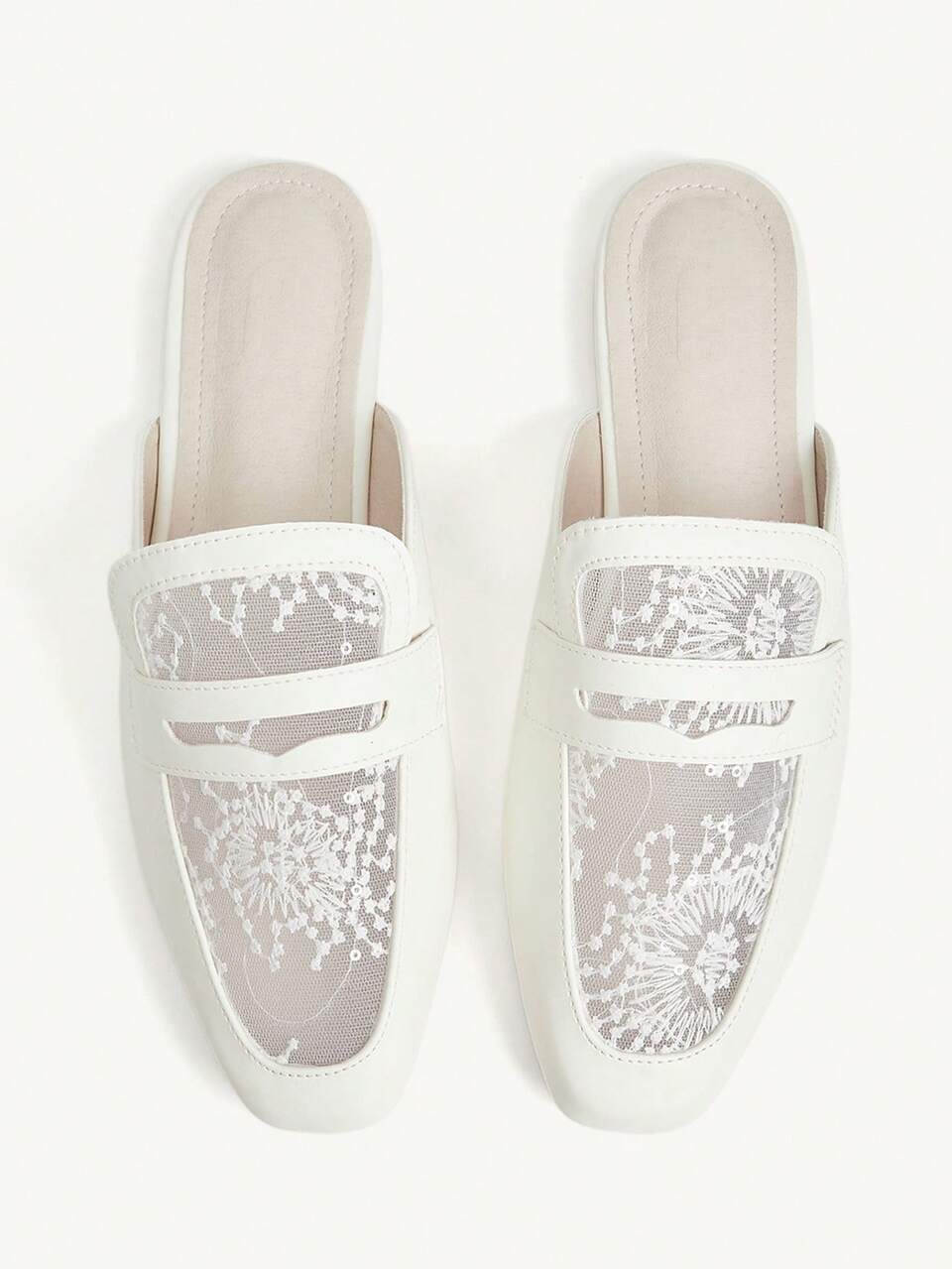 CUCCOO CHICEST Gentle Fairy Style Mesh Embroidery Mules Soft-Soled Breathable Mules Shoes Summer Wear Versatile Non-Grinding Feet Women's Shoes