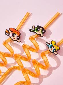 THE POWERPUFF GIRLS X Joivida 1PC/3pcs Interesting Straw With Cartoon Characters - Multicolor - View 3