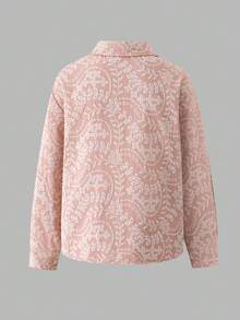SHEIN 女孩 3 件套溫柔休閒套裝，淺粉色領口長袖襯衫配 3D 花卉刺繡，寬鬆落肩版型內搭純色吊帶背心，搭配飄逸白色寬腿褲，柔軟面料，適合春季出遊、上學、購物、日常約會等場合 - 粉色 - 查看 5