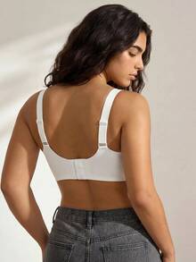 Ocili Plus Size Women Seamless Jelly Stripe Soft Support Wireless Bra Lift Padded Bra, 1 Piece - White - View 2