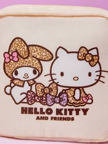 HELLO KITTY AND FRIENDS | Joivida HELLO 1個粉紅色衛生棉收納袋，可愛卡通印花聚酯纖維收納包，輕便便攜女性衛生用品收納盒，適合女孩與女性，適用於學校、旅行及日常攜帶 - 淡黃色 - 查看 3