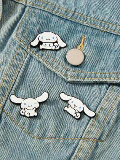HELLO KITTY AND FRIENDS | SHEIN Sanrio Cartoon Series Cinnamon Dog Alloy Brooch Cartoon Badge, IP Joint Model, Cute, Suitable For Daily Decoration, Exquisite Small Gifts