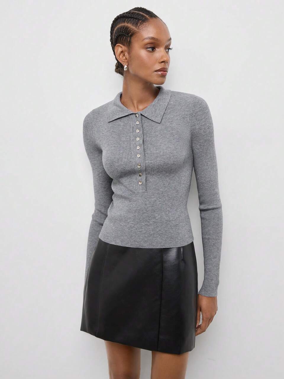 SHEIN Maija Women's Solid Color Fitted Versatile Daily Casual Knit Top,Going Out Outfits, Work Outfits For Women,Fall Clothes