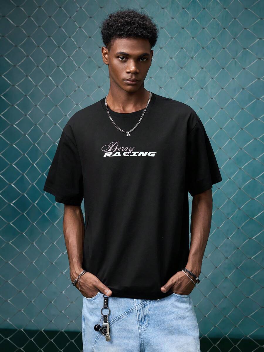 EVRINFINITE Zrgoth Men's Fashionable Versatile Racing Culture Element Print Short Sleeve T-Shirt