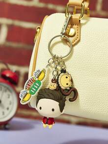 FRIENDS X POKOJA LAND 1 pieza Llavero creativo 3D de FRIENDS, colgante con encanto de personaje de mono lindo con detalles de dibujos animados divertidos, accesorio ligero y llamativo para llaves, mochilas y uso diario - Multicolor - Ver 2