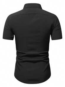 Calvornis Men Solid Button Up Formal Shirt, Ceremony - Black - View 2