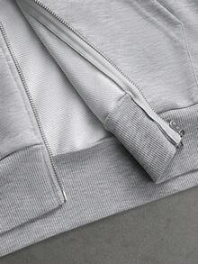 SLATEMANN Men's Solid Color Drawstring Zip-Up Hoodie And Sweatpants Casual Daily Set - Grey - View 6
