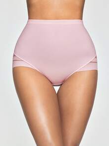 SHAPORA 女款網格拼接高腰休閒日常塑形三角內褲 - 淺粉色 - 查看 3