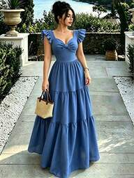 Elenzga Nuevo vestido de mujer de largo medio, tejido de bambú y lino, unicolor, manga corta, diseño elegante de vacaciones, primavera verano, con lazo en la espalda, estilo juvenil casual