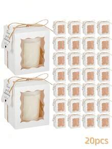 20PCS Clear Window Kraft Paper Sturdy Transparent Reusable Gift Boxes With Jute Tags Twine For Christmas Wedding Birthday Party Favors Jewelry Showcase Packaging Supplies - multicolor - View 13