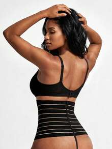 SHAPORA 1pc High Waist Tummy Control Waist Cincher Belly Slimming Butt Lifting Pants - Black - View 2