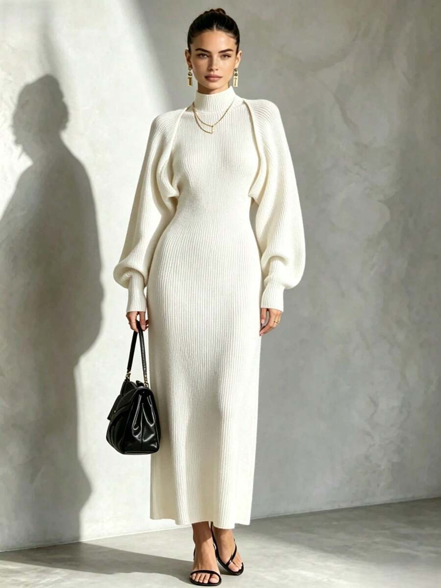 Franclia Women's Solid Color Minimalist Knit Sweater Set, Suitable For Commuting, Travel, And Social Gatherings - White - View 1