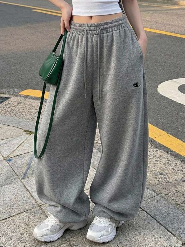 DAZY Women's Loose Curved Leg Printed Casual Sports Streetwear Sweatpants, Spring/Autumn Long Pants