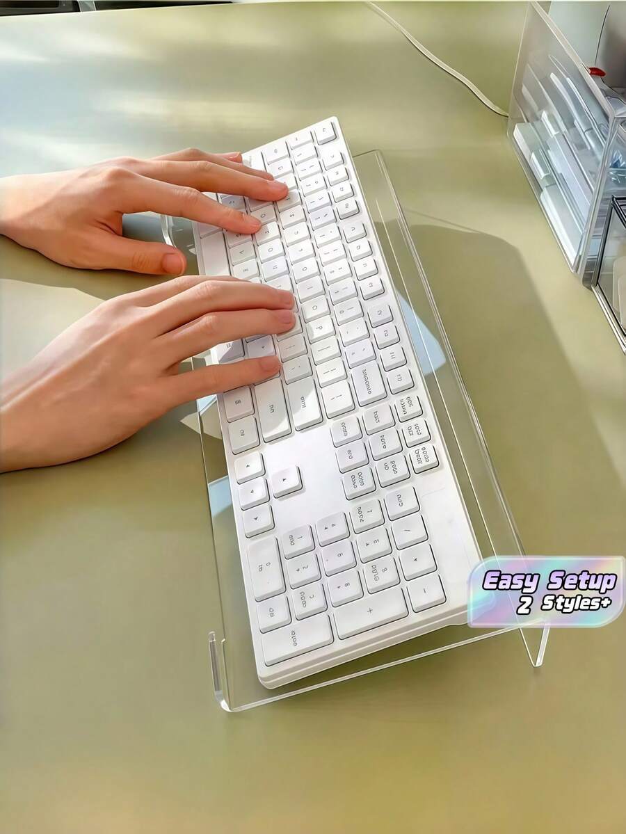 Compact Acrylic Keyboard Stand Space Saving Desk Riser Non Slip Tray Holder With Mouse Pad For Small Keyboard Laptop - multicolor - View 1