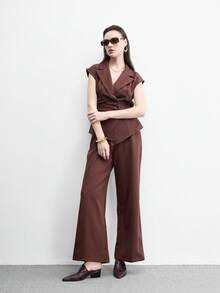 CUCCOO BIZCHIC Pointed Embossed Mules Shoes, Retro Western Style Thick Heel Mules Shoes Fall Shoes - Coffee Brown - View 3