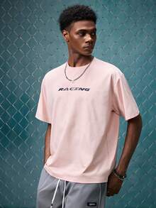 EVRINFINITE Zrgoth Men's Fashionable Versatile Racing Culture Graphic Print Short Sleeve T-Shirt - Pink - View 5
