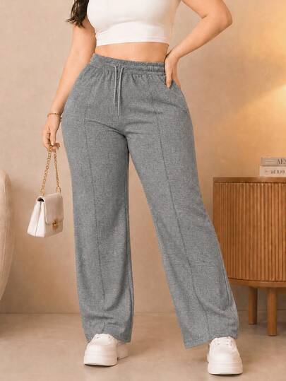 Women's Baggy Leg Pants. Natural Waist Fit With Light Spring And Adjustable Drawstring, No Pockets. No Print. Lightweight And Very Comfortable Interio