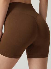 Easithlete Easithlete Women's Seamless Casual Soft Daily Wear Sports Shorts Gym Training Brown Summer - Brown - View 4