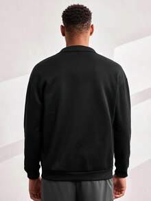 Driftmere Men's Stand Collar Zip-Up Casual Versatile Daily Wear Long Sleeve Sweatshirt - Black - View 3