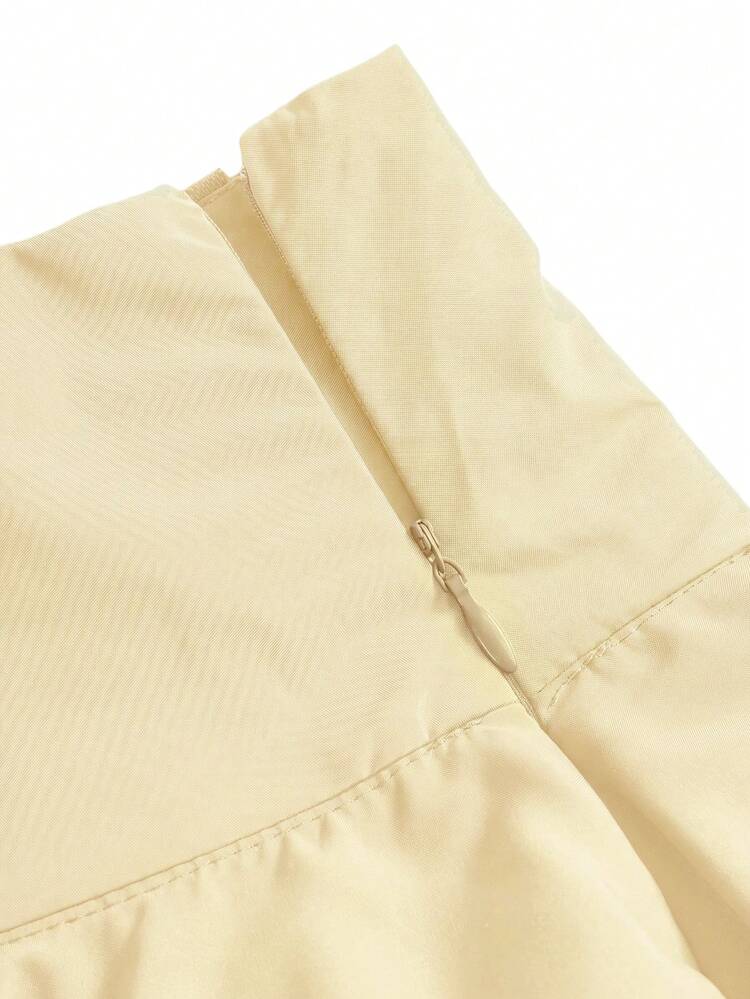 ROMWE Forest Gothic Hippie Green Asymmetrical Hem Eyelet Lace-Up Bow Women's Skirt - Yellow - View 4