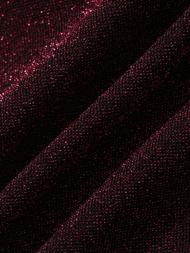 DAZY Women's Shiny Red Metallic Drape Neck Backless Spaghetti Strap Strap Tank Top For Summer Music Festival Wedding Banquet Party Casual Vacation Beach - Burgundy - View 3
