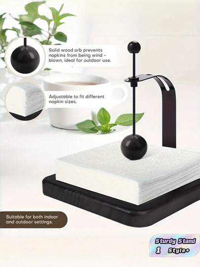 1 PC L Shaped Weighted Heavy Duty Napkin Holder Black Anti Slip Stable Sturdy Non Skid Base For Kitchen Table Cafe Office Home Decor Restaurant Rustic Farmhouse Style Modern Organizer