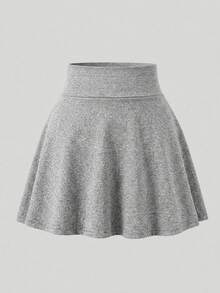 SHEIN 青少年女孩秋季休閒寬鬆百搭裙，內建短褲，開學季，百褶，日常，優雅，套裝，正式舞會白色 - 淺灰色 - 查看 5