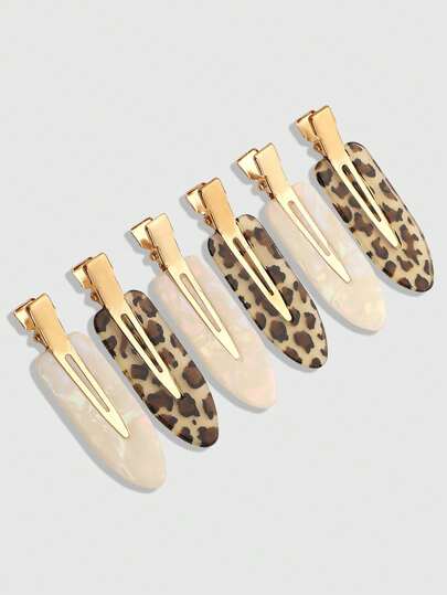 Goth 6pcs Y2K Millennium Wind Leopard Symphony Fritillary Girl Hairpin, Suitable For Street-Style Women's Hair Accessories For Daily Commuting And Dating