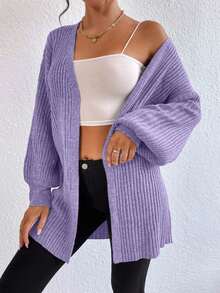 EURMUSE Casual Versatile Solid Color Dropped Shoulder Loose Cardigan,Cardigans For Women,Long Cardigans Woman,Petite Cardigans,Cardigans - Lilac Purple - View 3