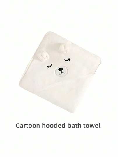 Pet Hooded Bath Towel 1pc - Super Absorbent Quick-Dry Dog & Cat Bath Robe, Soft Coral Fleece, Cartoon Design, Cozy Drying Towel For Pets