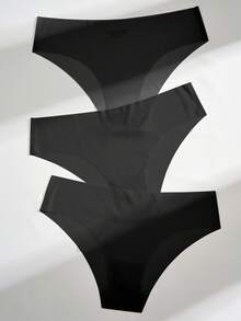 SHEIN 女款無縫隱形可裁剪超薄舒適極簡純色三角內褲 7件組 - 黑色 - 查看 6